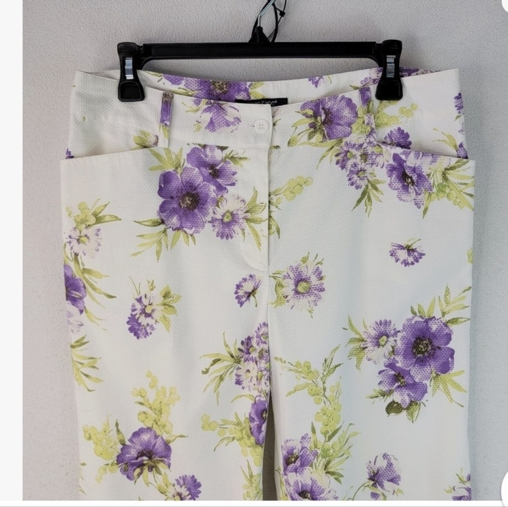 Karen Kane Textured Floral Crop Pants Sz 4 *S - Picture 2 of 7